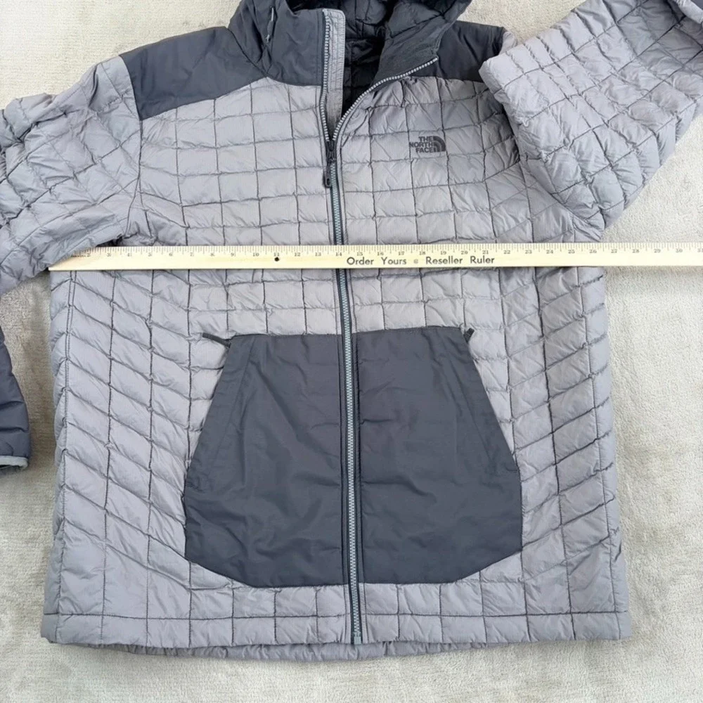 The North Face Thermoball Insulated DWR Hooded Jacket Grey Men 2XL Puffer Quilt